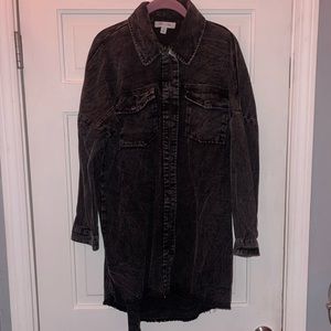 Snake Detail Darkwash Denim Shacket